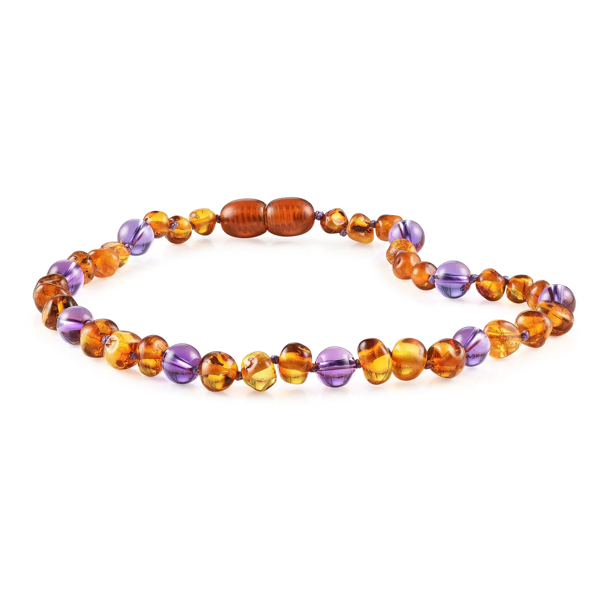 Kids | Amethyst   Cognac Amber Necklace