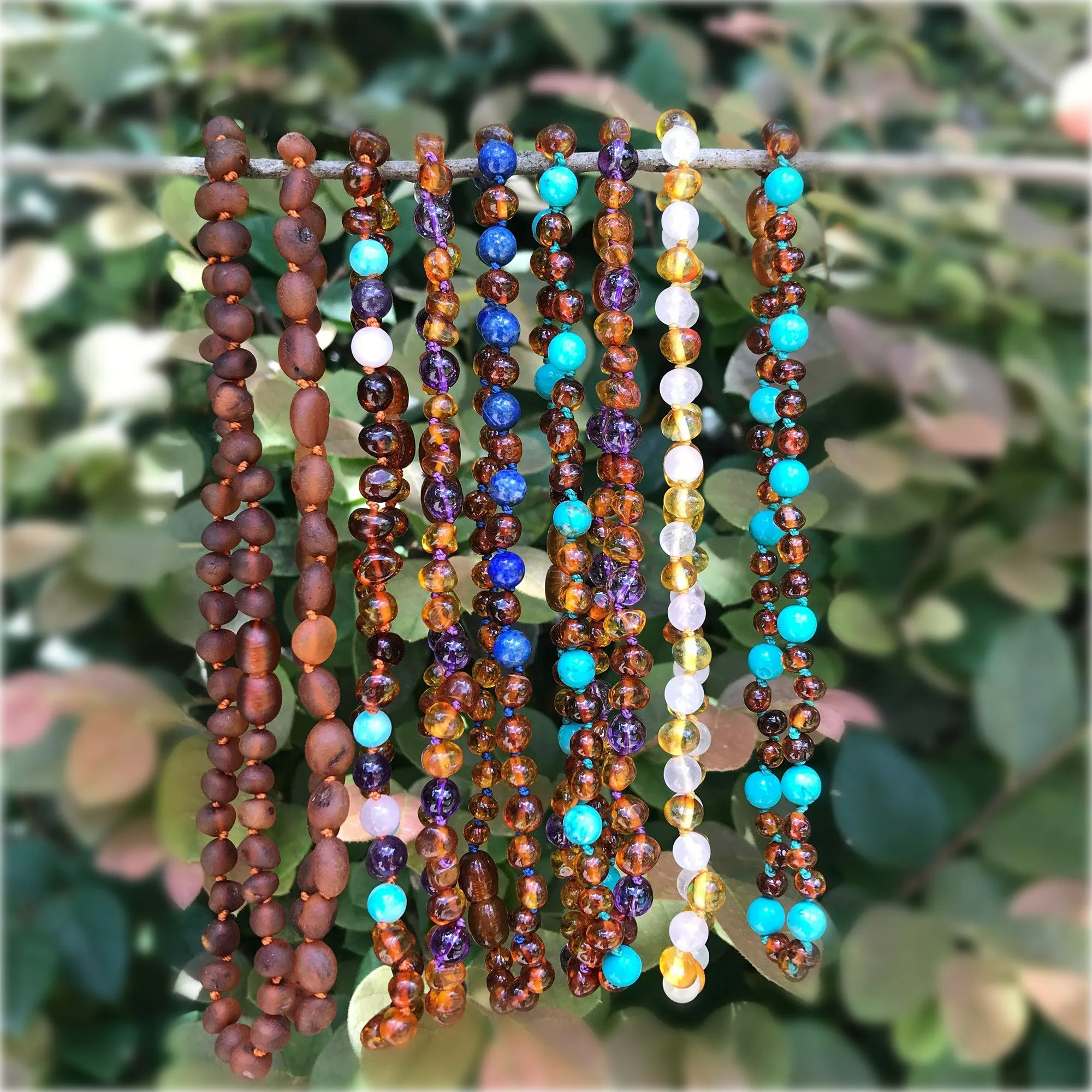 Kids | Amethyst   Cognac Amber Necklace
