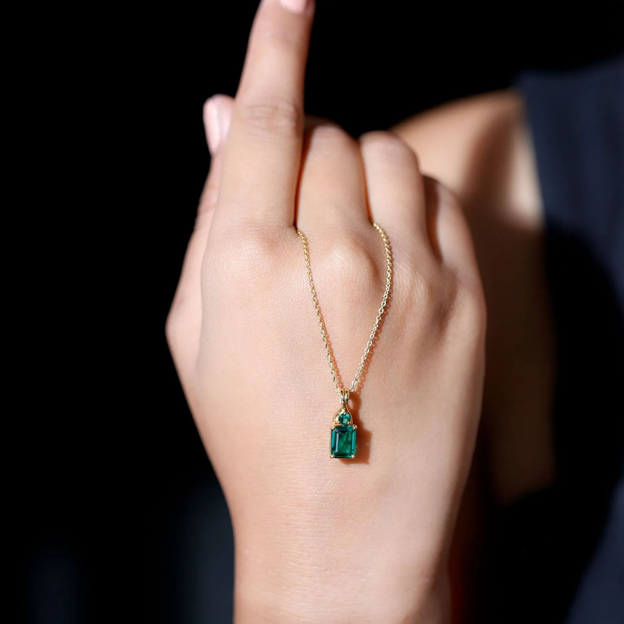 Lab Created Emerald Solitaire Pendant Necklace