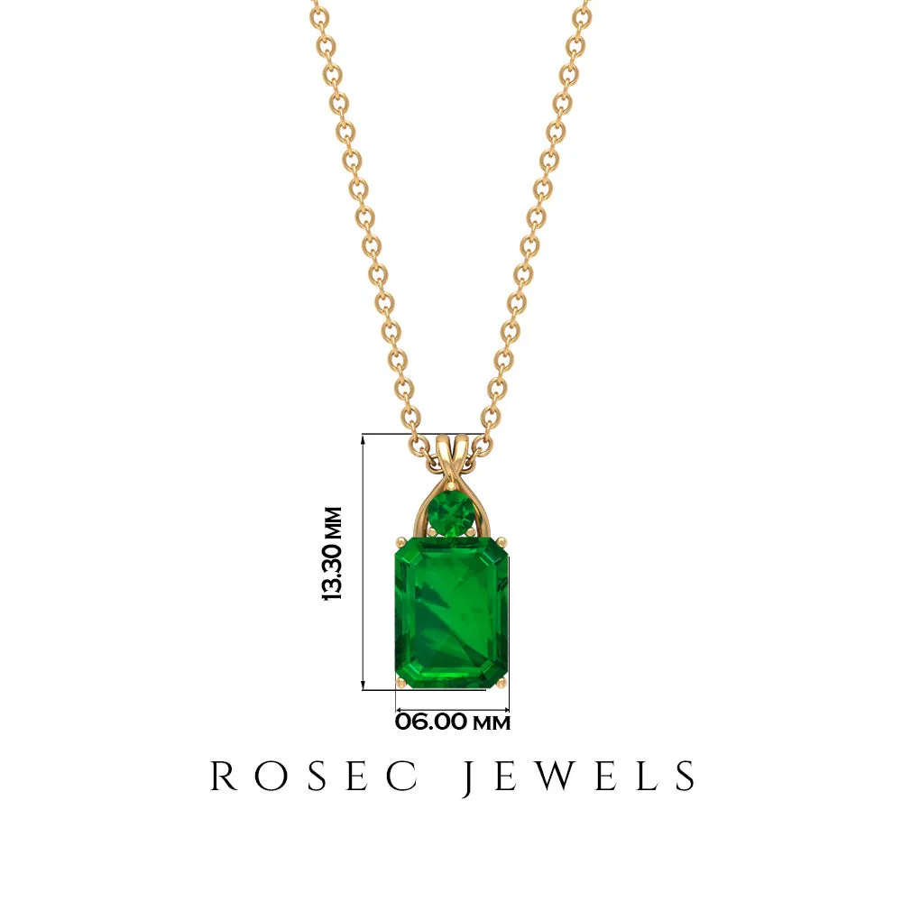 Lab Created Emerald Solitaire Pendant Necklace