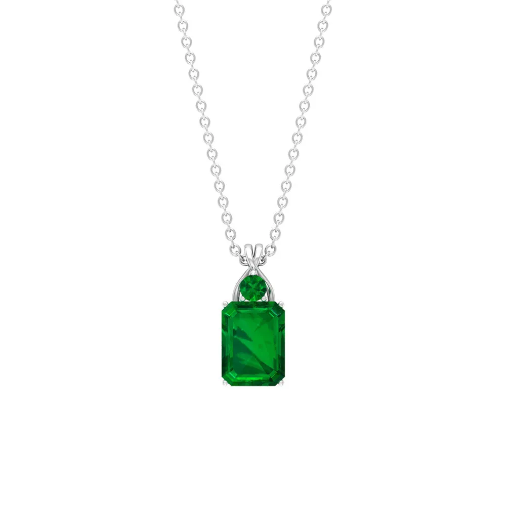 Lab Created Emerald Solitaire Pendant Necklace