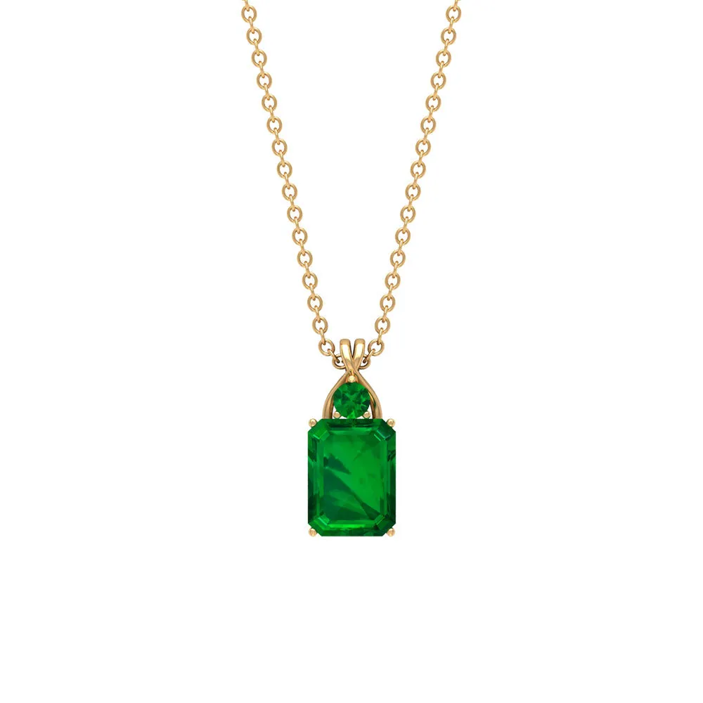 Lab Created Emerald Solitaire Pendant Necklace