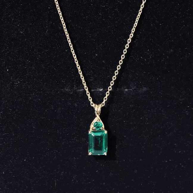 Lab Created Emerald Solitaire Pendant Necklace