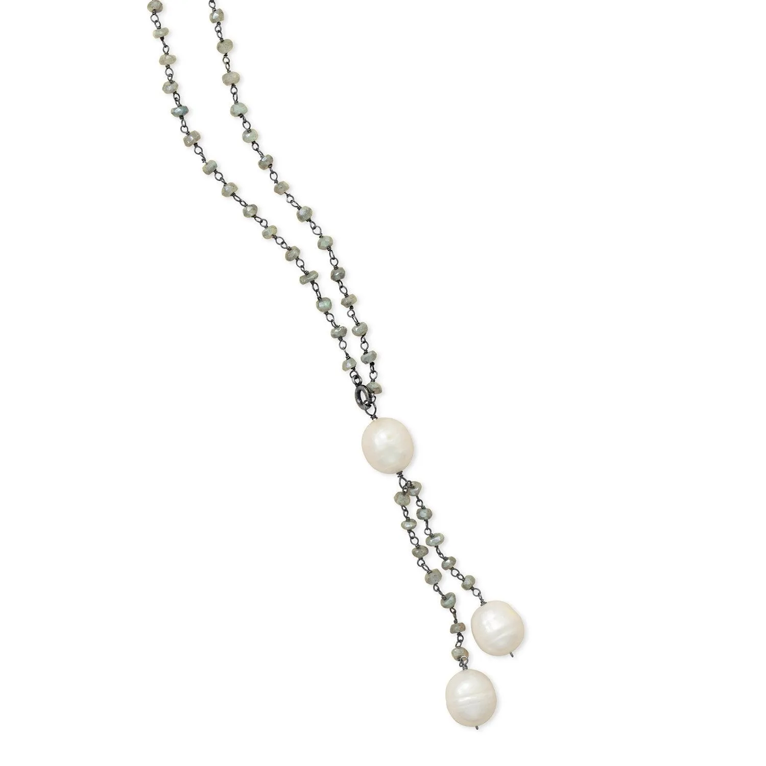 Labradorite Necklace with Pearl Drop