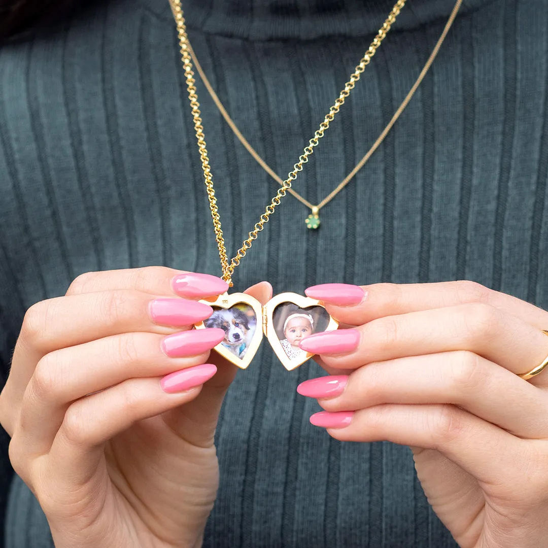 Large 2 Photo Heart Locket  Gold   Photos