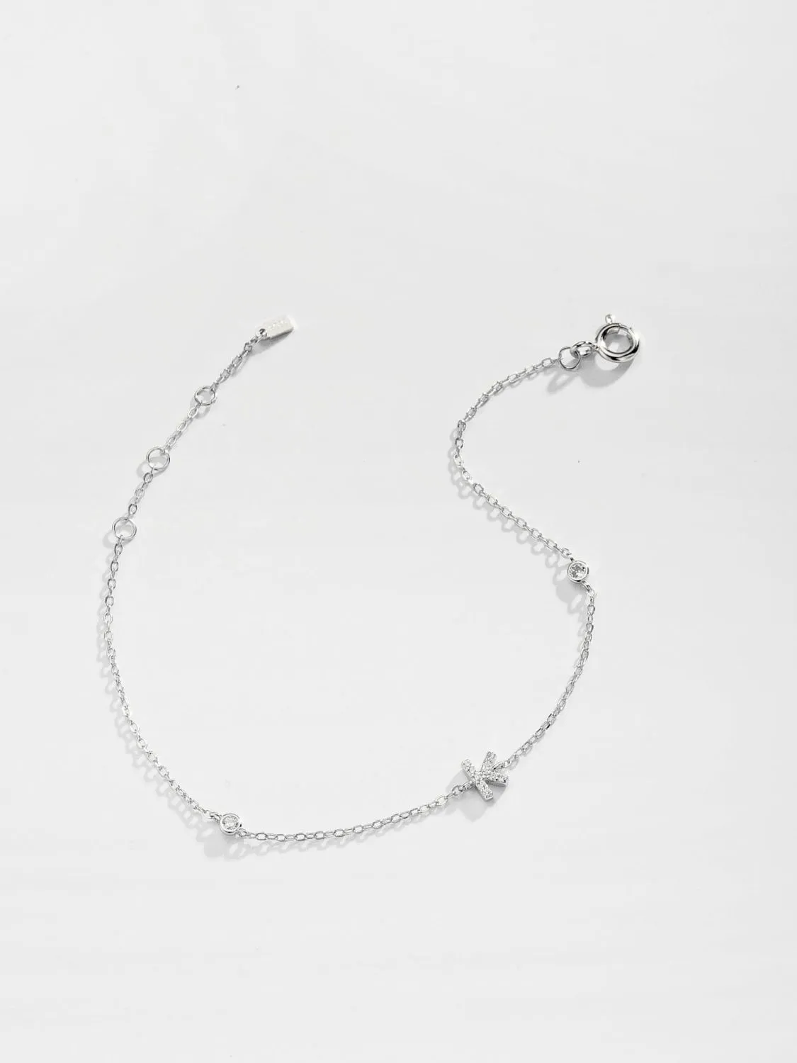 Letter Initial Bracelet, 925 Sterling Silver Bracelet, G To K Cubic Zirconia Letter Bracelet