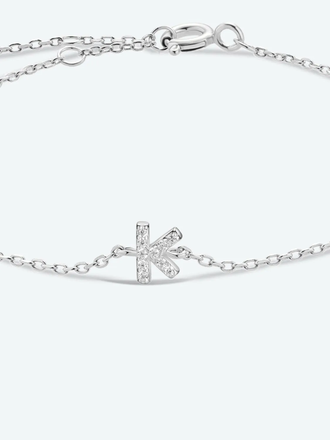 Letter Initial Bracelet, 925 Sterling Silver Bracelet, G To K Cubic Zirconia Letter Bracelet