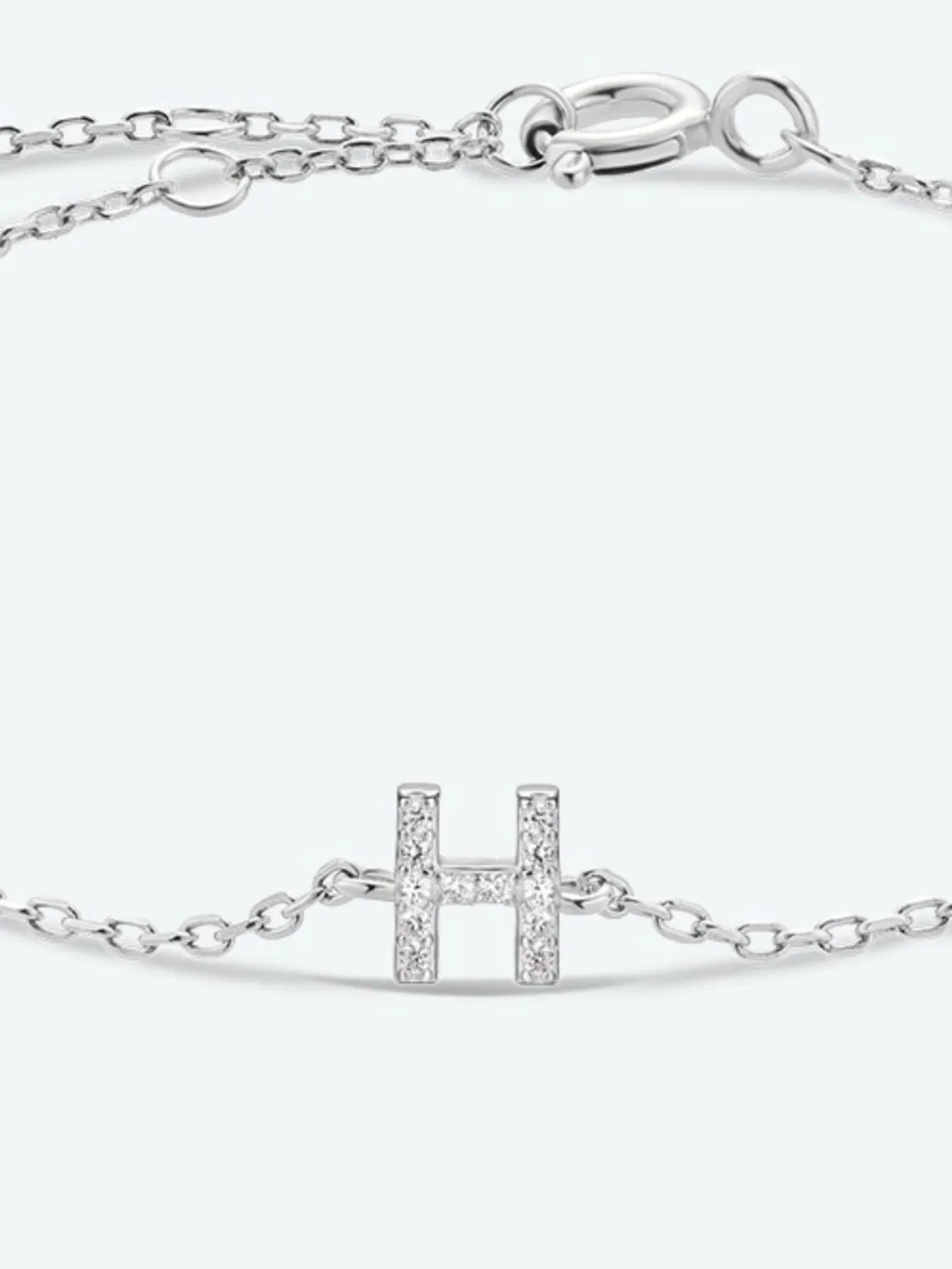 Letter Initial Bracelet, 925 Sterling Silver Bracelet, G To K Cubic Zirconia Letter Bracelet