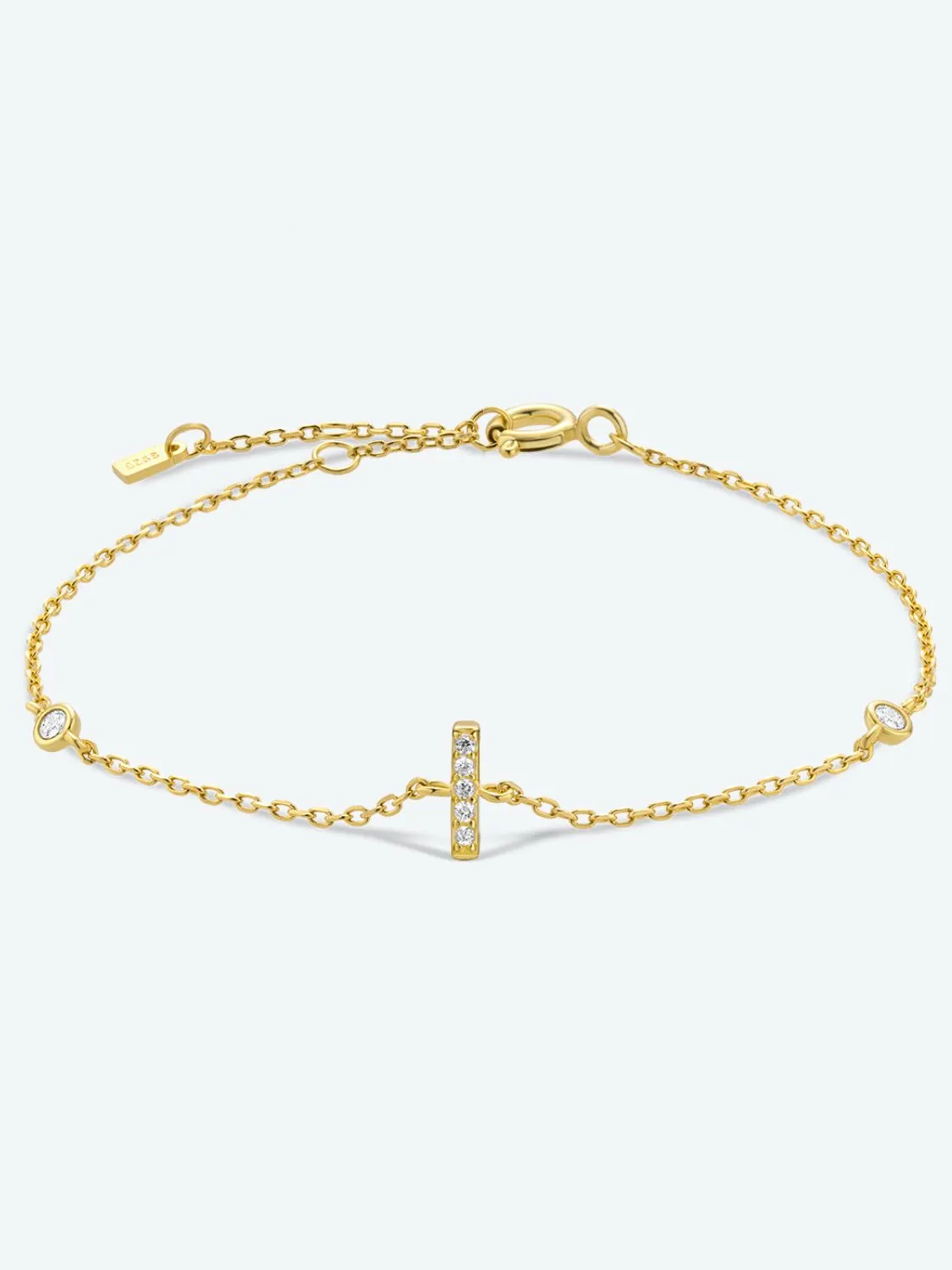 Letter Initial Bracelet, 925 Sterling Silver Bracelet, G To K Cubic Zirconia Letter Bracelet