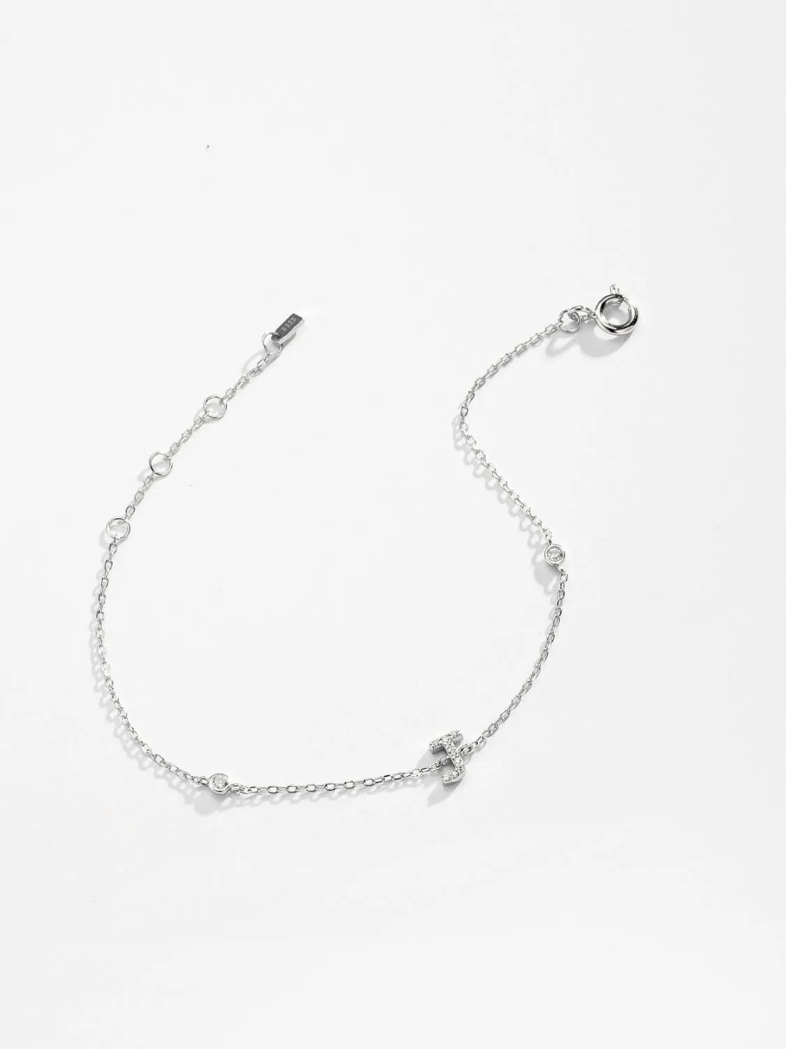 Letter Initial Bracelet, 925 Sterling Silver Bracelet, G To K Cubic Zirconia Letter Bracelet