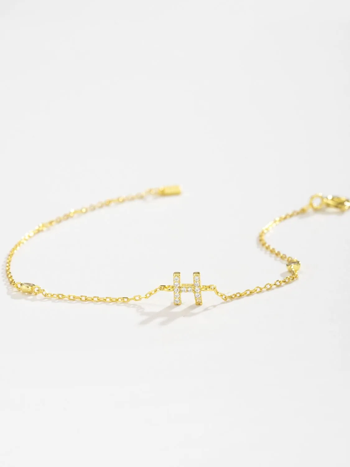 Letter Initial Bracelet, 925 Sterling Silver Bracelet, G To K Cubic Zirconia Letter Bracelet