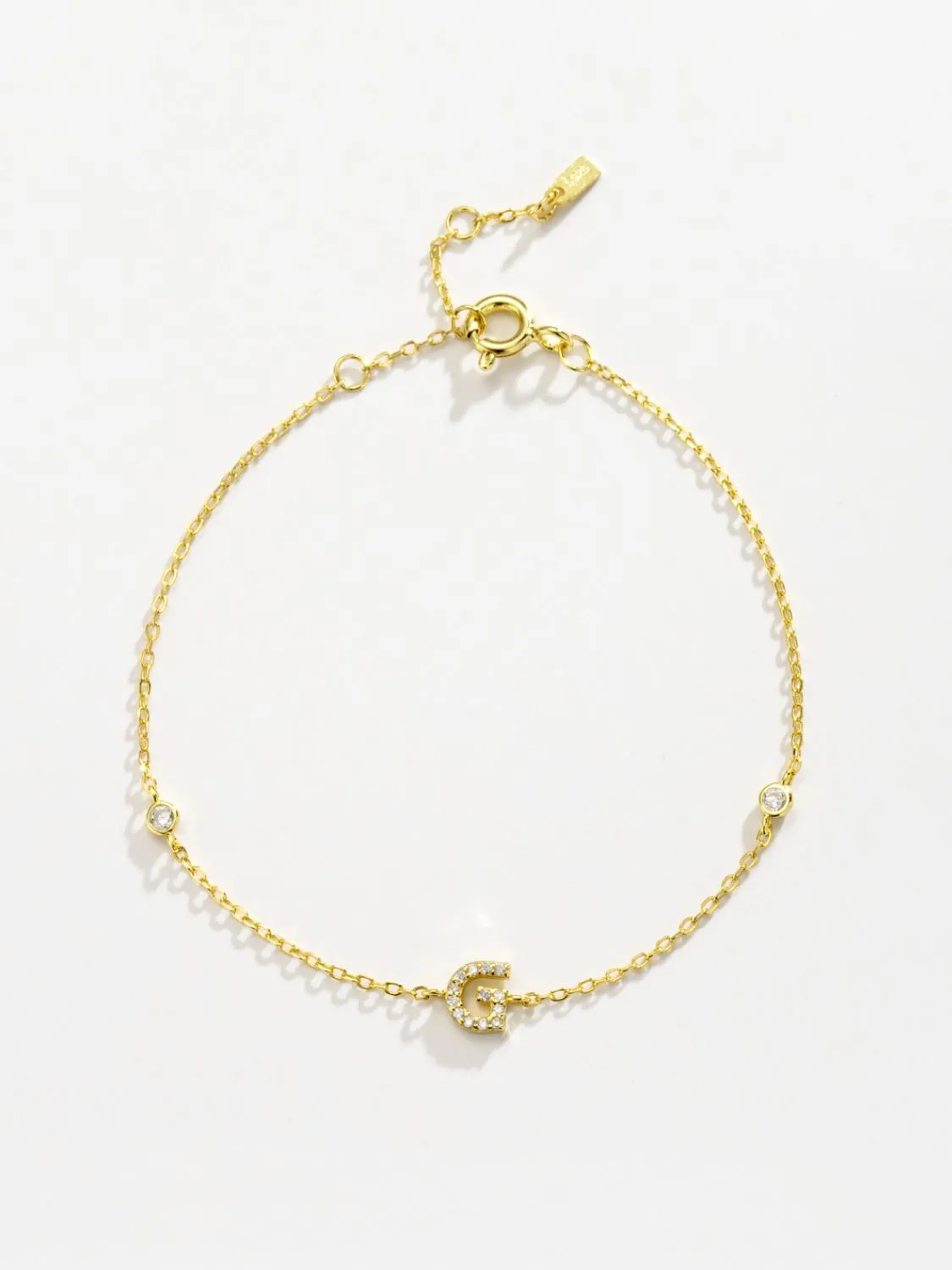 Letter Initial Bracelet, 925 Sterling Silver Bracelet, G To K Cubic Zirconia Letter Bracelet