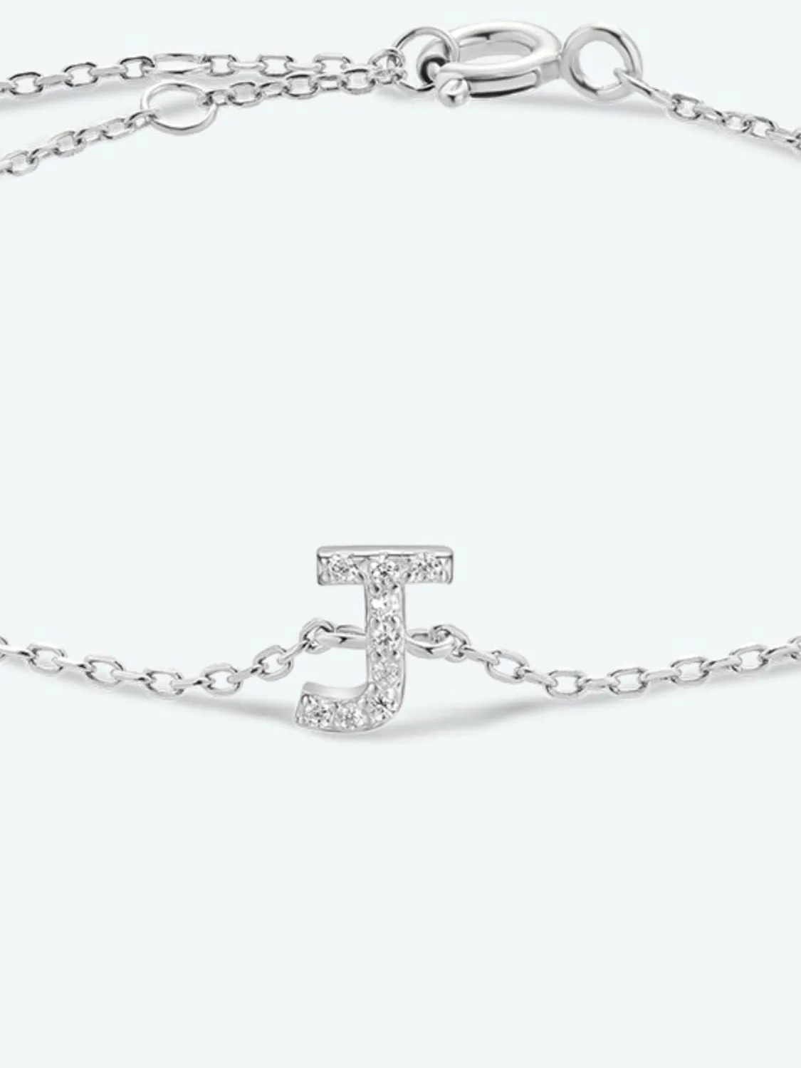 Letter Initial Bracelet, 925 Sterling Silver Bracelet, G To K Cubic Zirconia Letter Bracelet