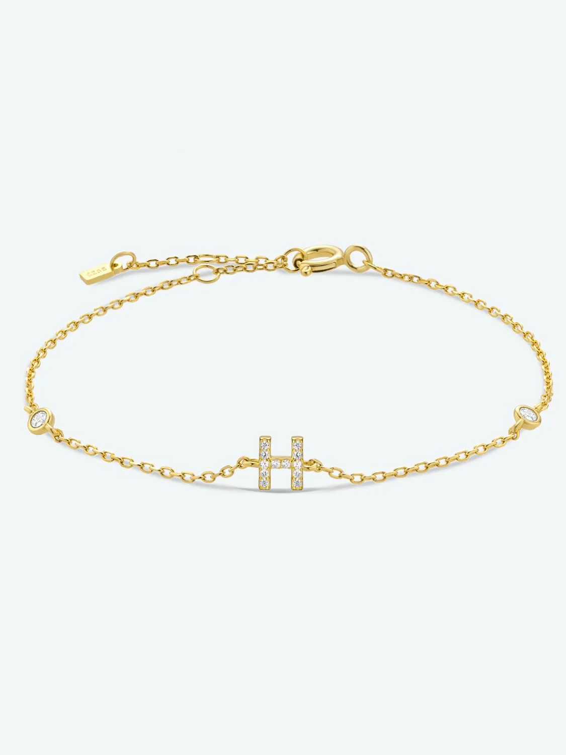 Letter Initial Bracelet, 925 Sterling Silver Bracelet, G To K Cubic Zirconia Letter Bracelet