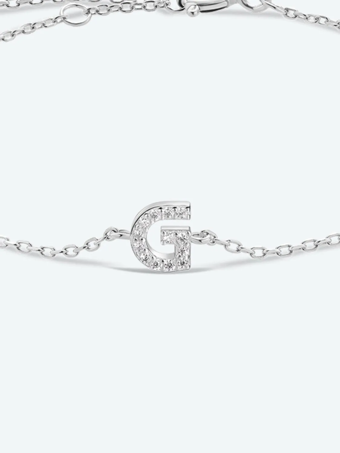 Letter Initial Bracelet, 925 Sterling Silver Bracelet, G To K Cubic Zirconia Letter Bracelet