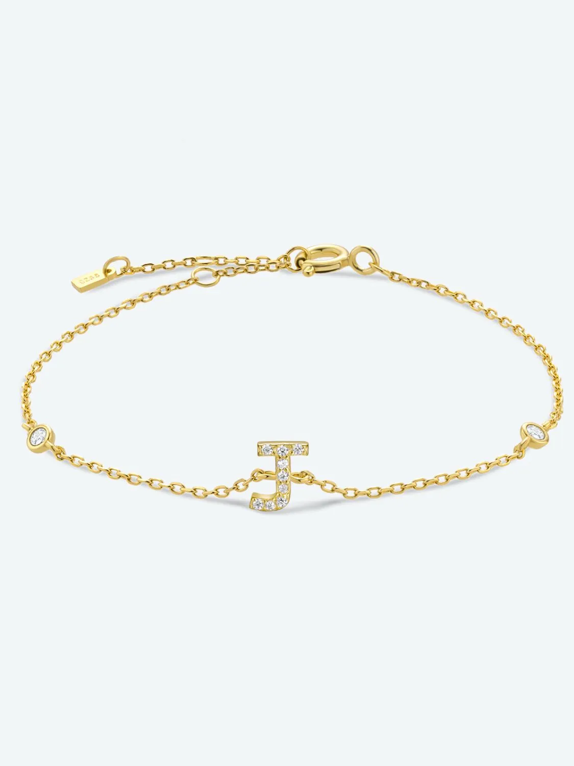 Letter Initial Bracelet, 925 Sterling Silver Bracelet, G To K Cubic Zirconia Letter Bracelet