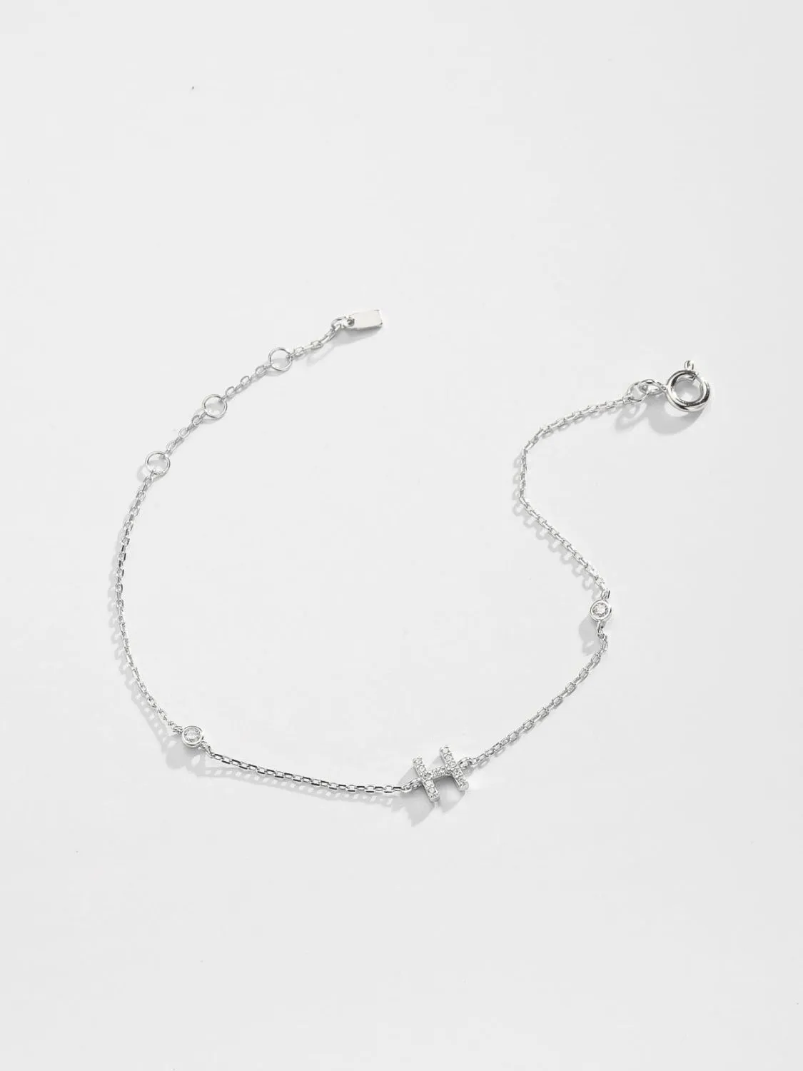 Letter Initial Bracelet, 925 Sterling Silver Bracelet, G To K Cubic Zirconia Letter Bracelet