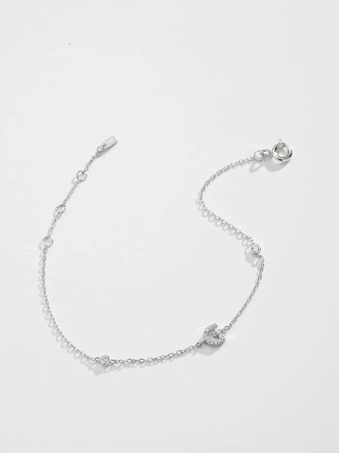Letter Initial Bracelet, 925 Sterling Silver Bracelet, G To K Cubic Zirconia Letter Bracelet