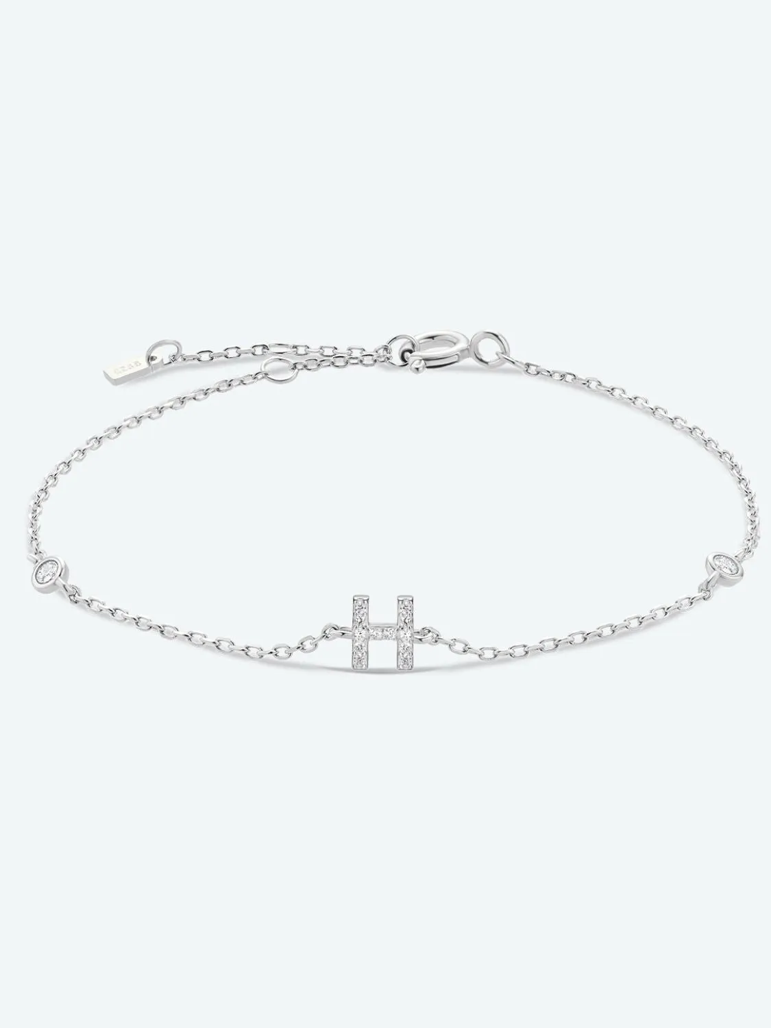 Letter Initial Bracelet, 925 Sterling Silver Bracelet, G To K Cubic Zirconia Letter Bracelet