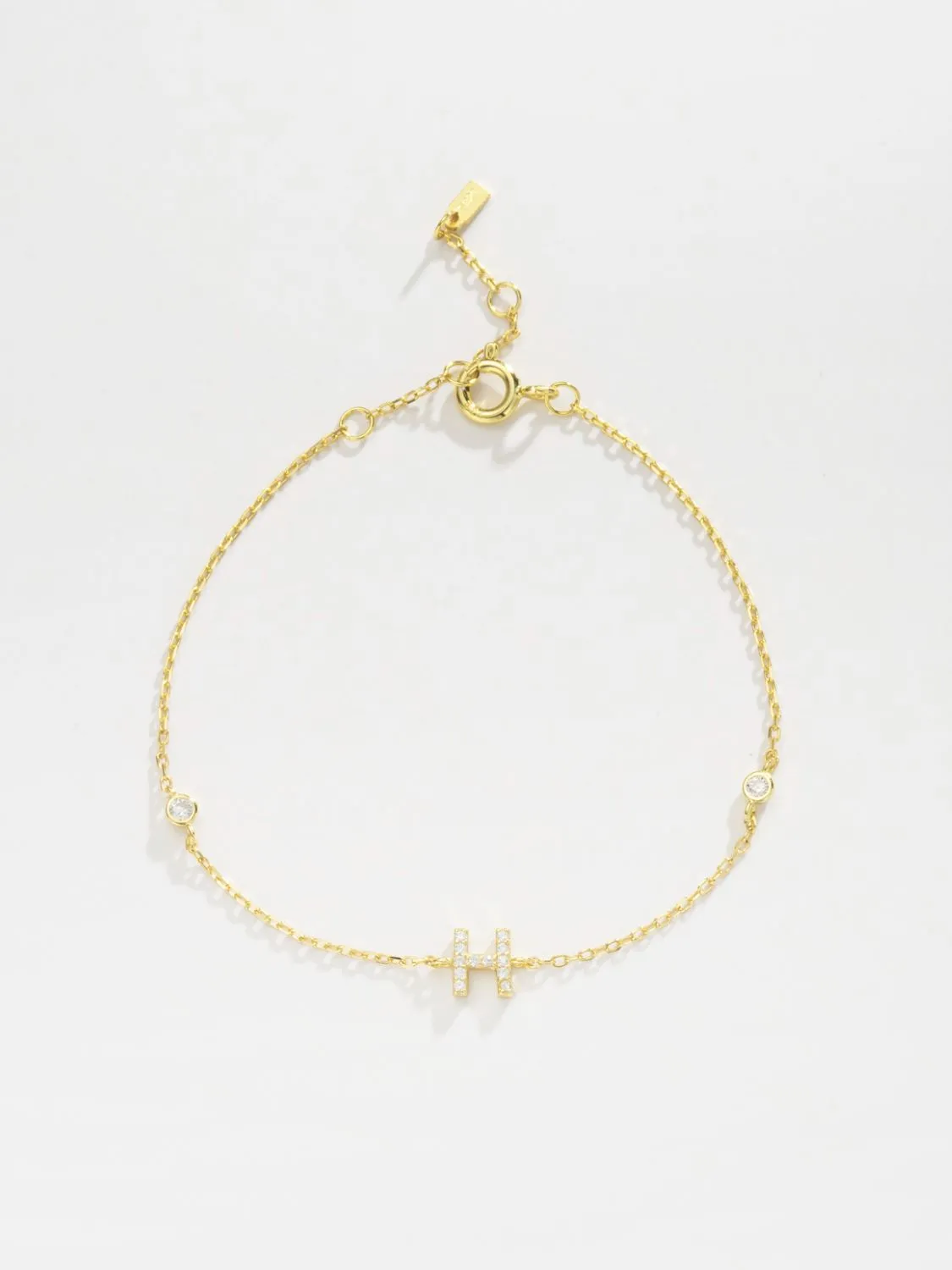 Letter Initial Bracelet, 925 Sterling Silver Bracelet, G To K Cubic Zirconia Letter Bracelet