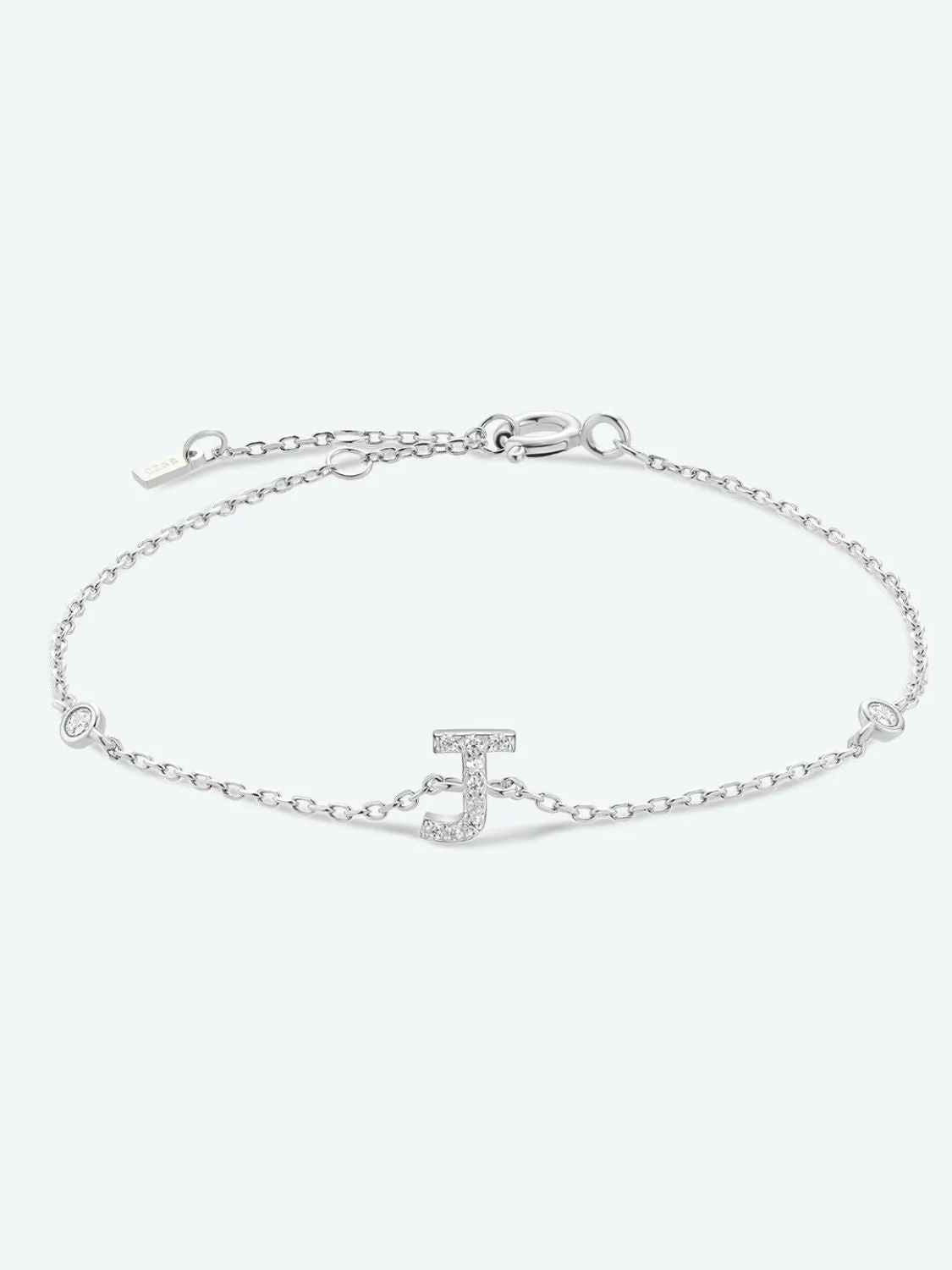 Letter Initial Bracelet, 925 Sterling Silver Bracelet, G To K Cubic Zirconia Letter Bracelet