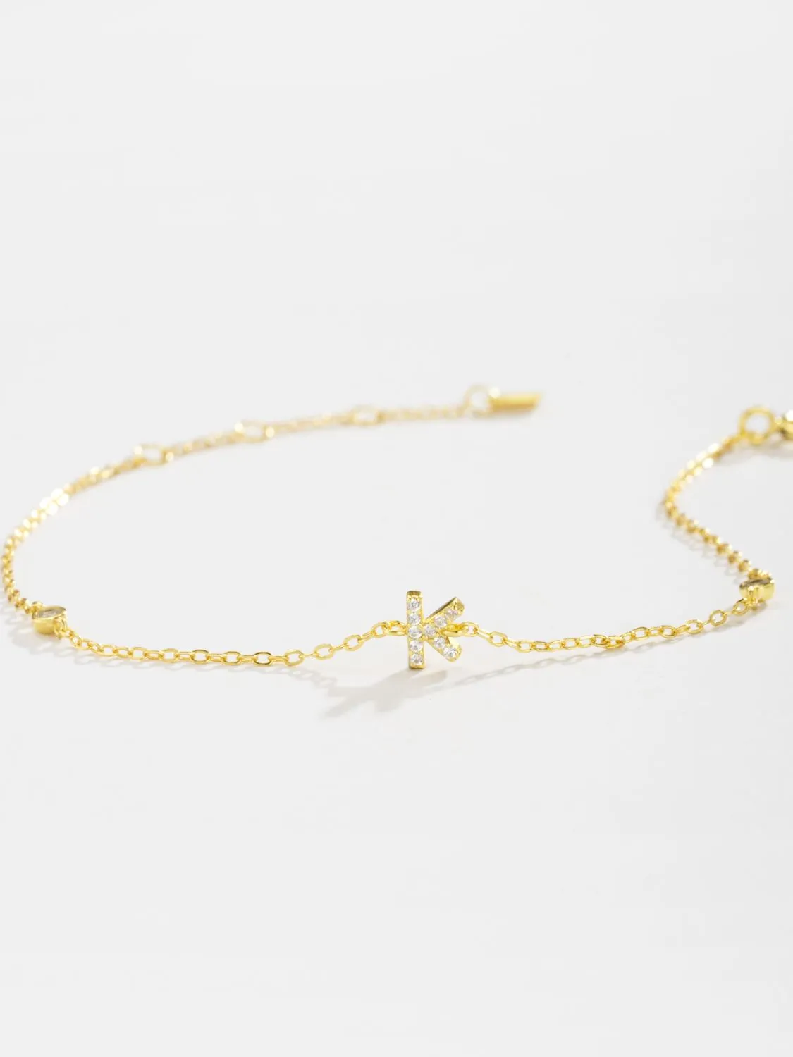 Letter Initial Bracelet, 925 Sterling Silver Bracelet, G To K Cubic Zirconia Letter Bracelet