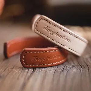 Letter Leather Cuff Bracelets for Men - Adjustable Handmade Wristband