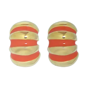 Light Coral Enamel Shrimp Clip Earring