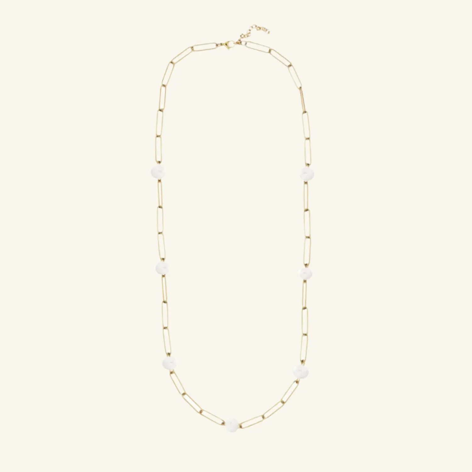 Long Pearl Bold Link Chain Necklace