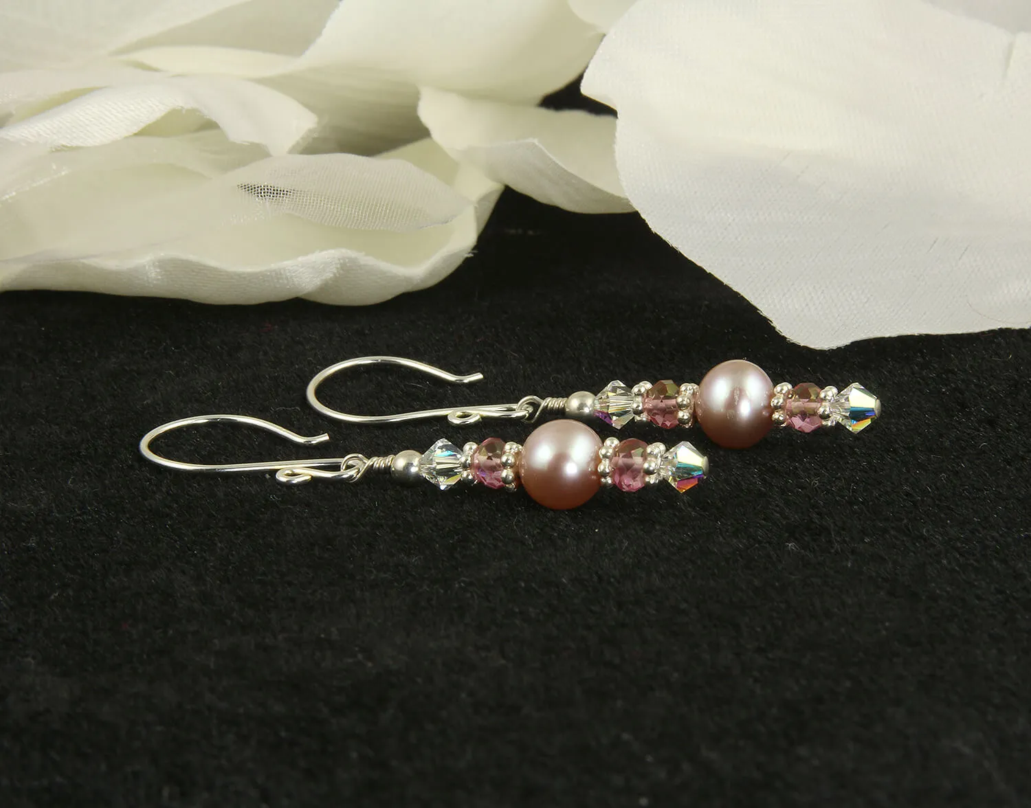 Luxury Mauve Pearl Pink Quartz Earrings