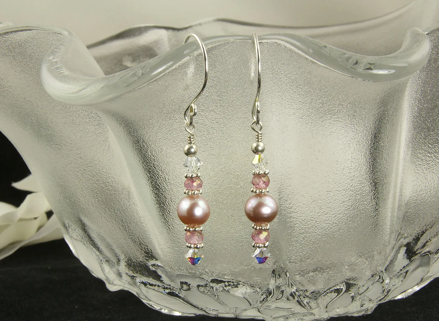 Luxury Mauve Pearl Pink Quartz Earrings