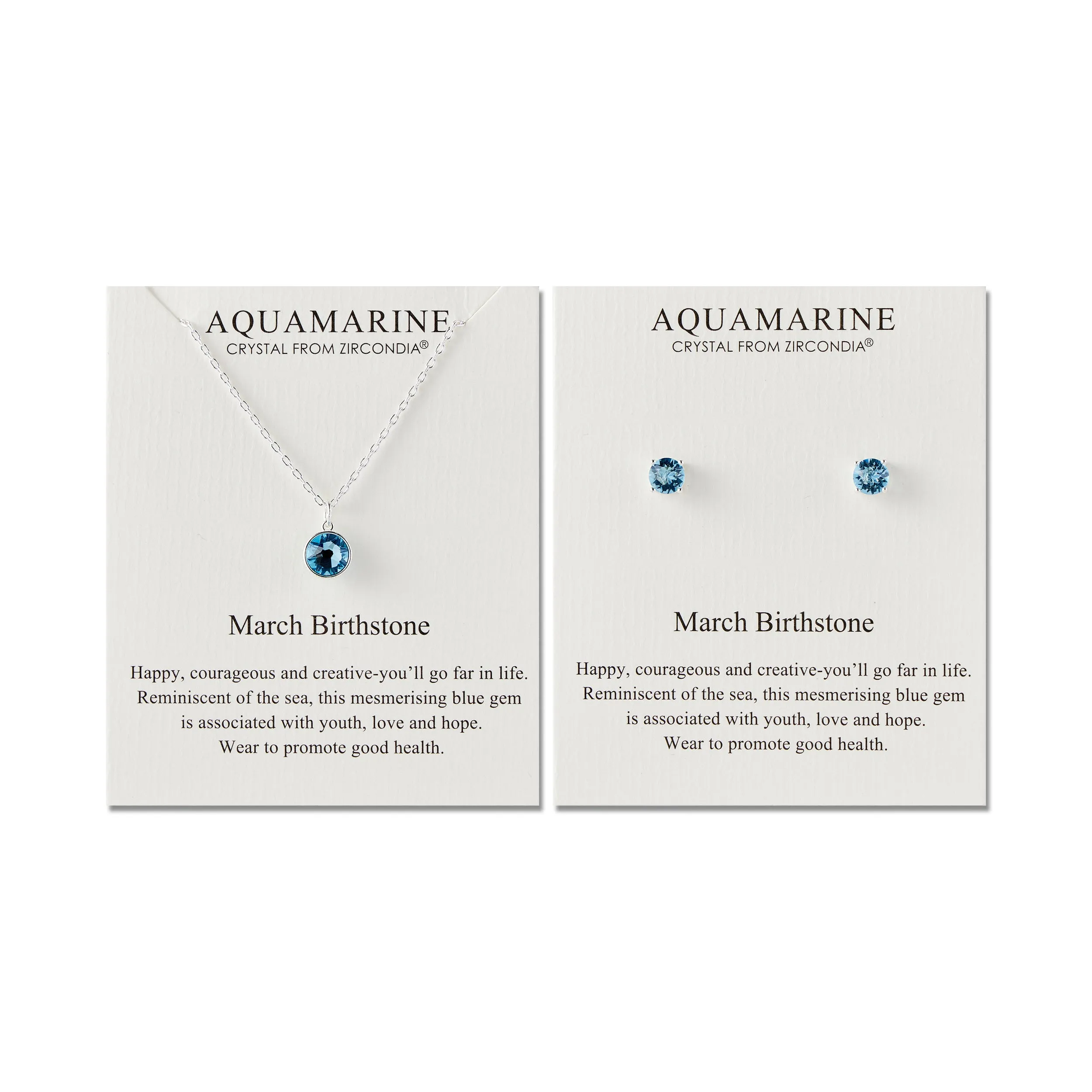 March (Aquamarine) Birthstone Necklace & Earrings Set Created with Zircondia® Crystals