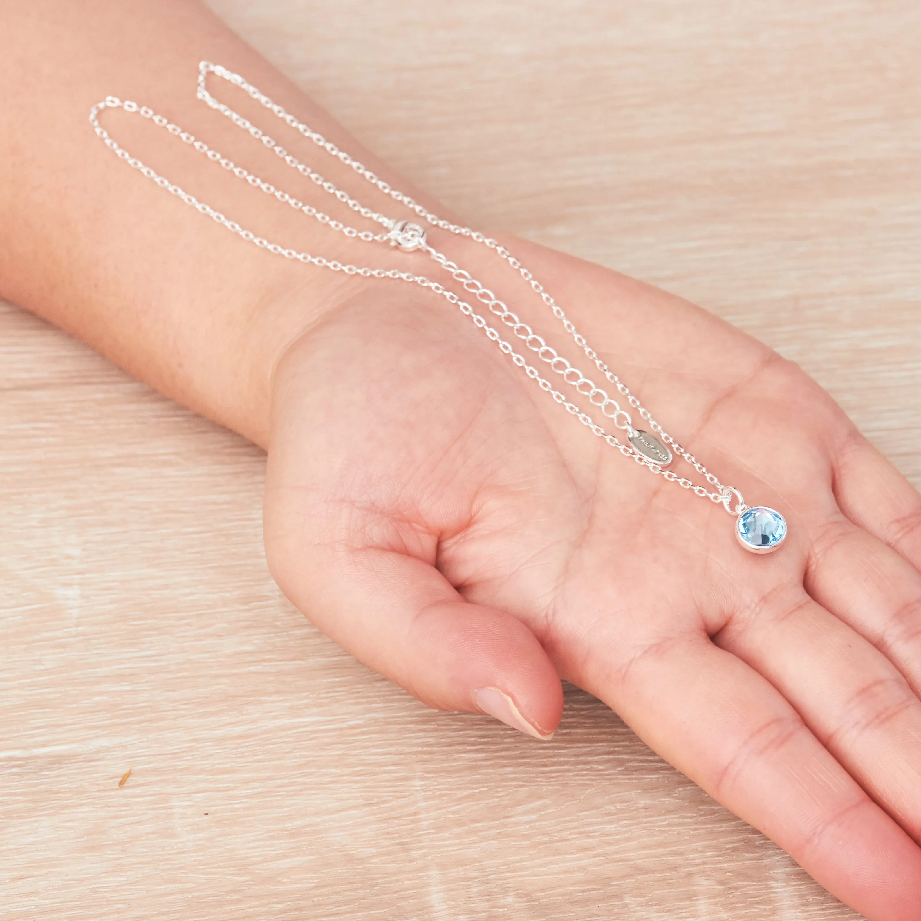 March (Aquamarine) Birthstone Necklace Created with Zircondia® Crystals