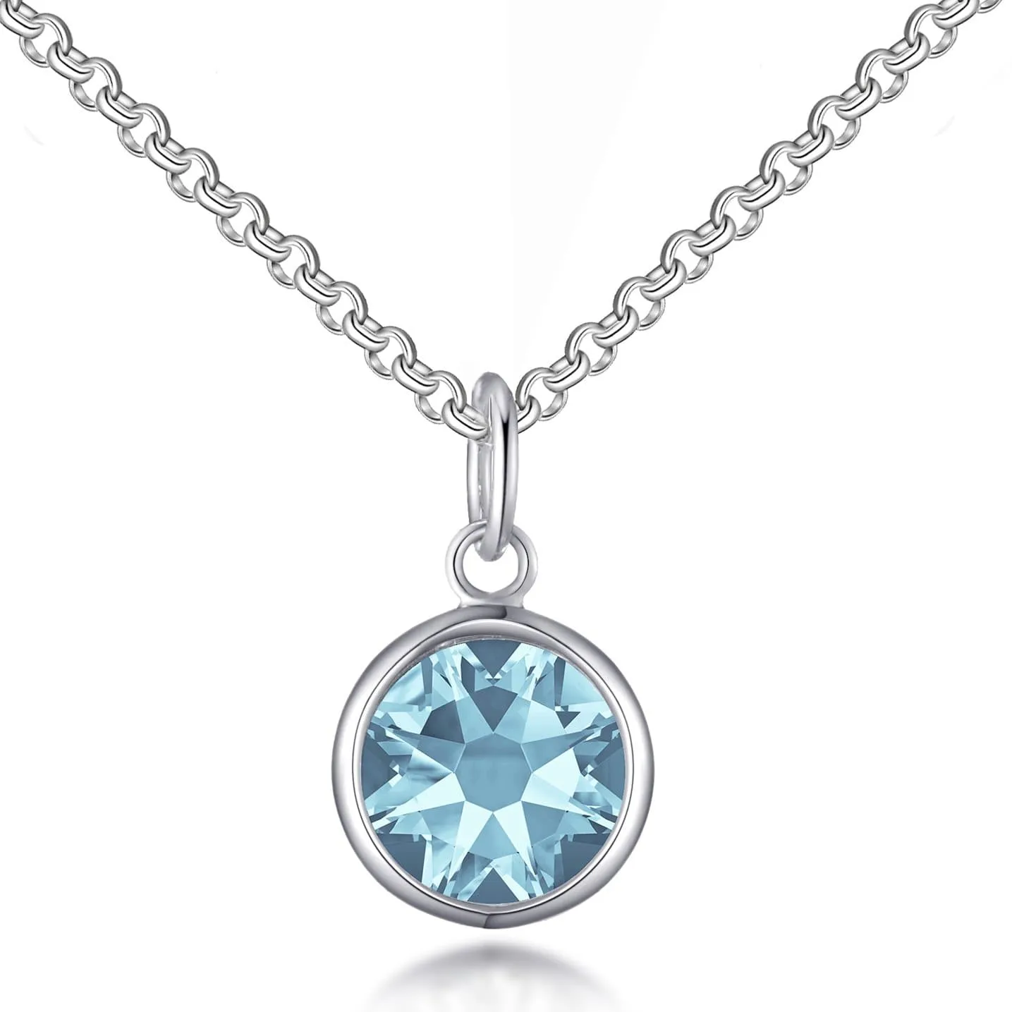 March (Aquamarine) Birthstone Necklace Created with Zircondia® Crystals