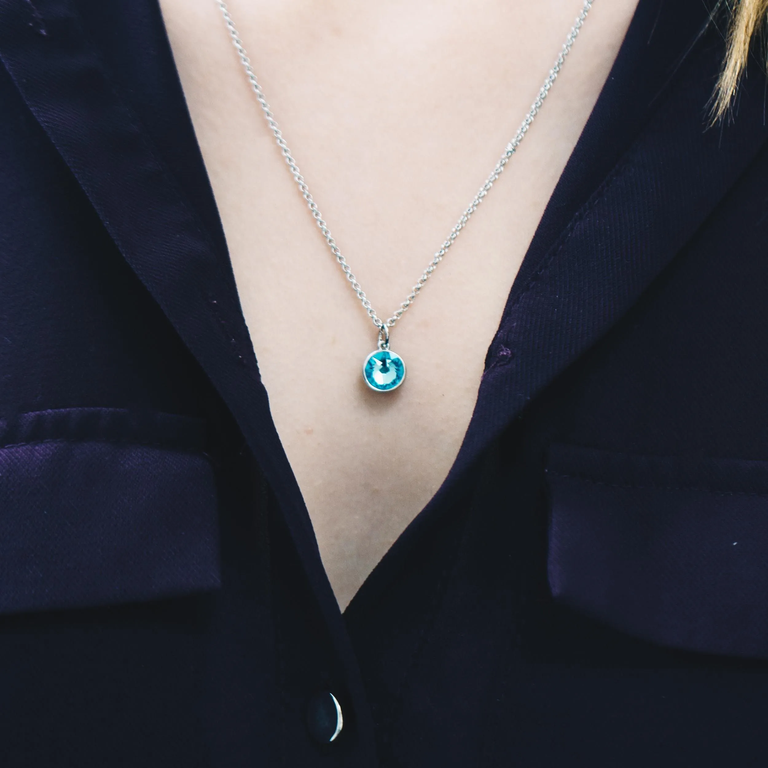 March (Aquamarine) Birthstone Necklace Created with Zircondia® Crystals