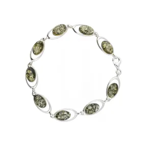 MILENA Bracelet Silver and Green Baltic Amber Ovals