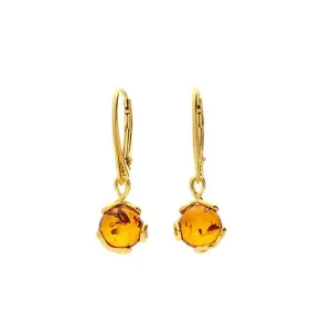 MILENA Gold Plated Baltic Amber Dangle Earrings