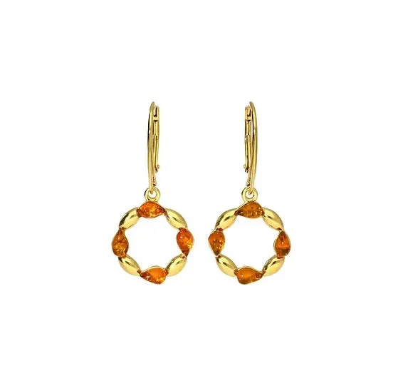 MILENA Gold Plated Baltic Amber Drop Earrings