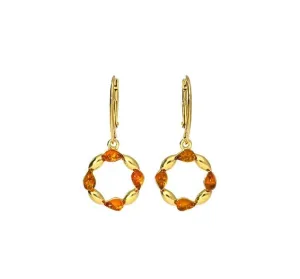 MILENA Gold Plated Baltic Amber Drop Earrings