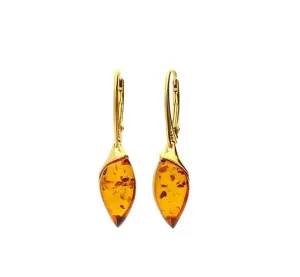 MILENA Gold Plated Baltic Amber Elegant Drop Earrings