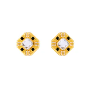 Milly Earrings Clear Quartz Crystal & Black Onyx