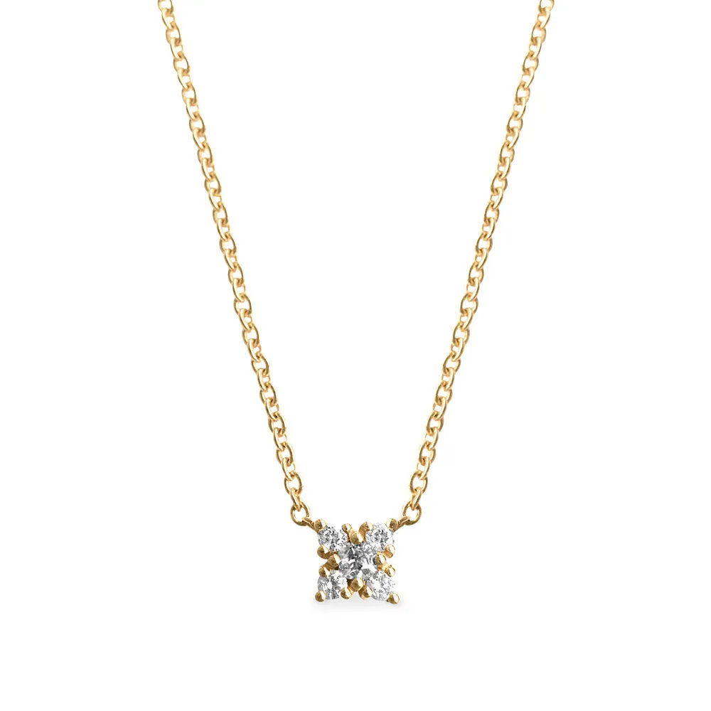 Mini Valentina Gold Necklace White Diamonds