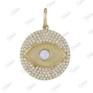 Mop Eye Diamond And Gold Pendant