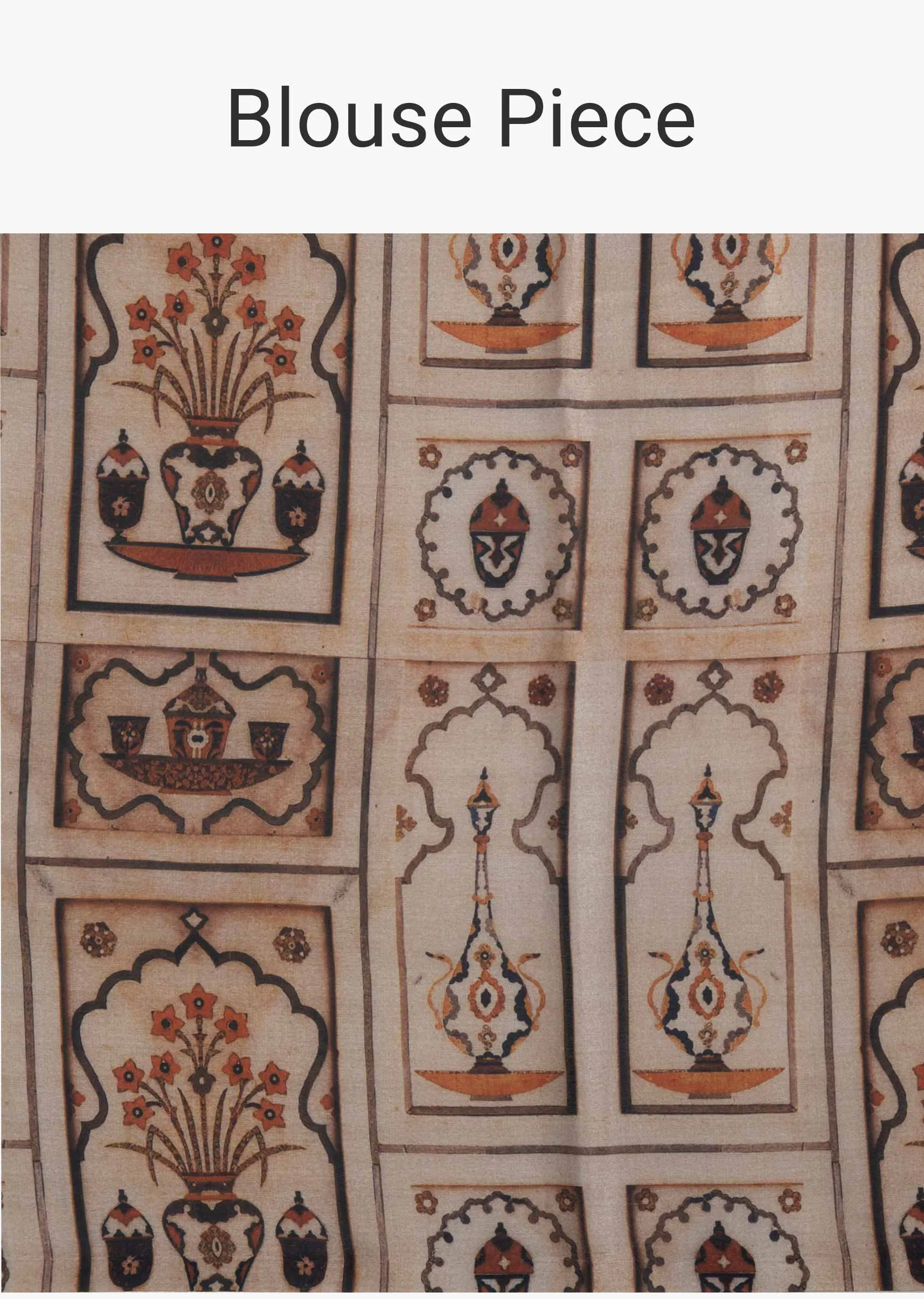 Multi color satin printed saree in tribal print  only on Kalki