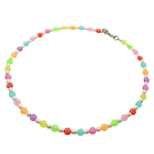 Multicolour Mini Smiley Charm Freshwater Pearl Necklace