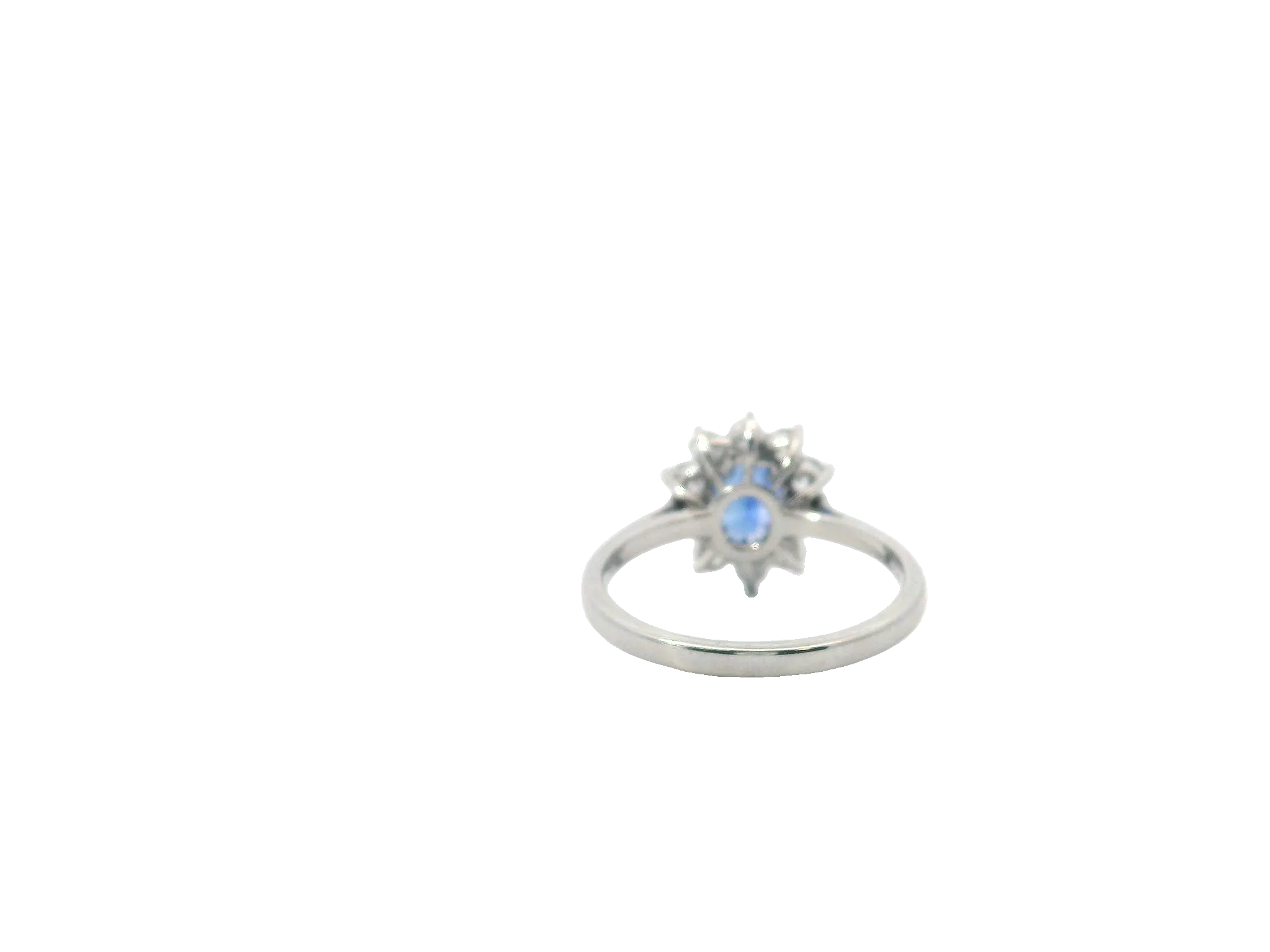 Natural Blue Sapphire and Diamond Halo Ring