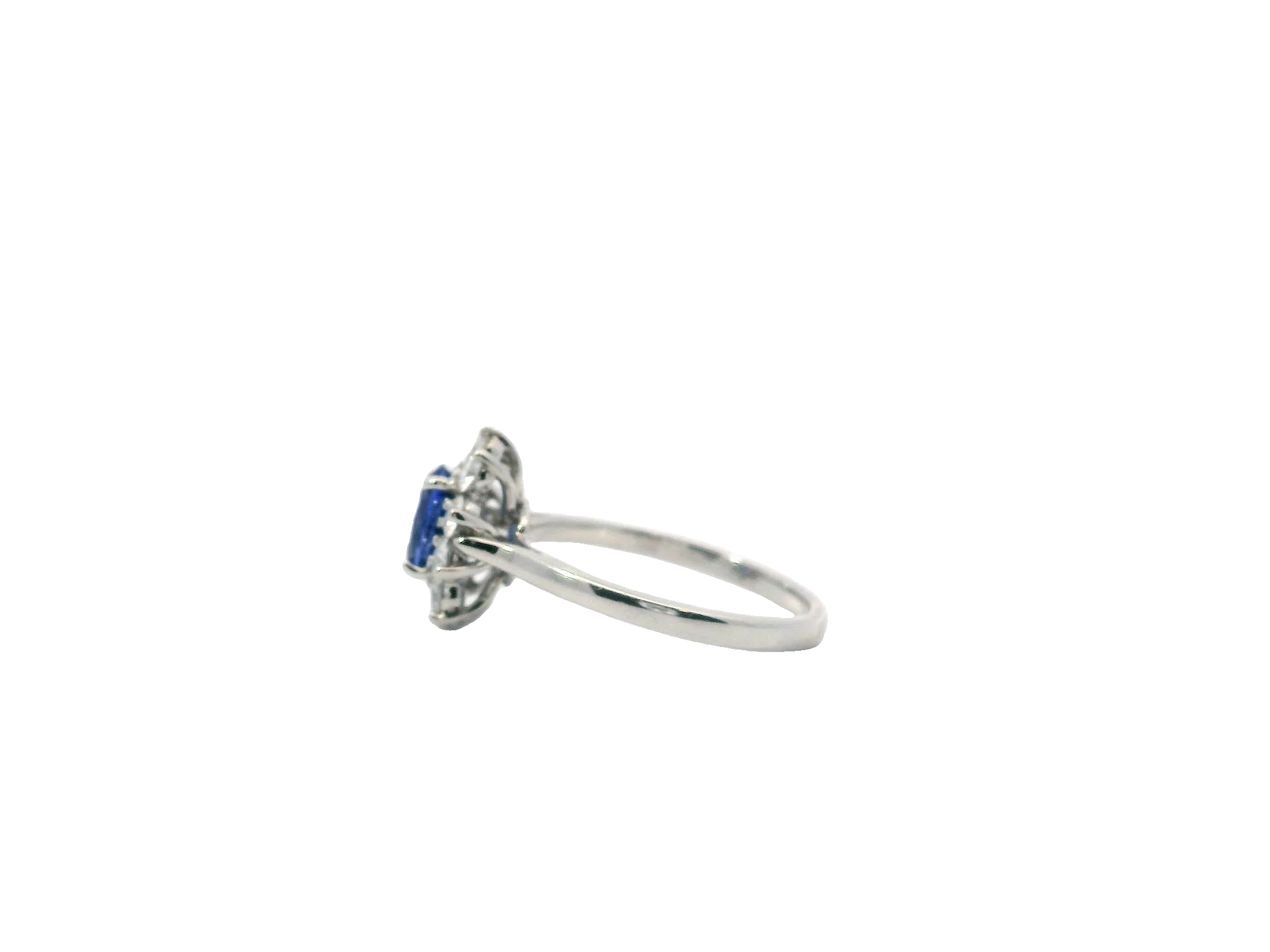 Natural Blue Sapphire and Diamond Halo Ring