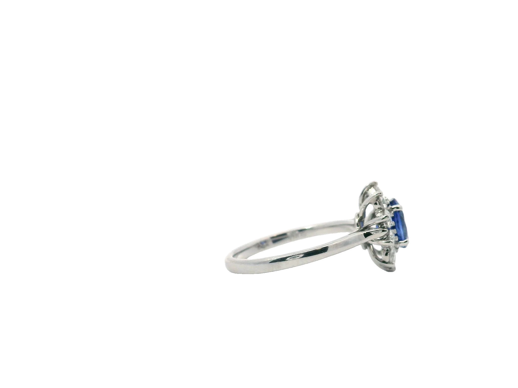Natural Blue Sapphire and Diamond Halo Ring