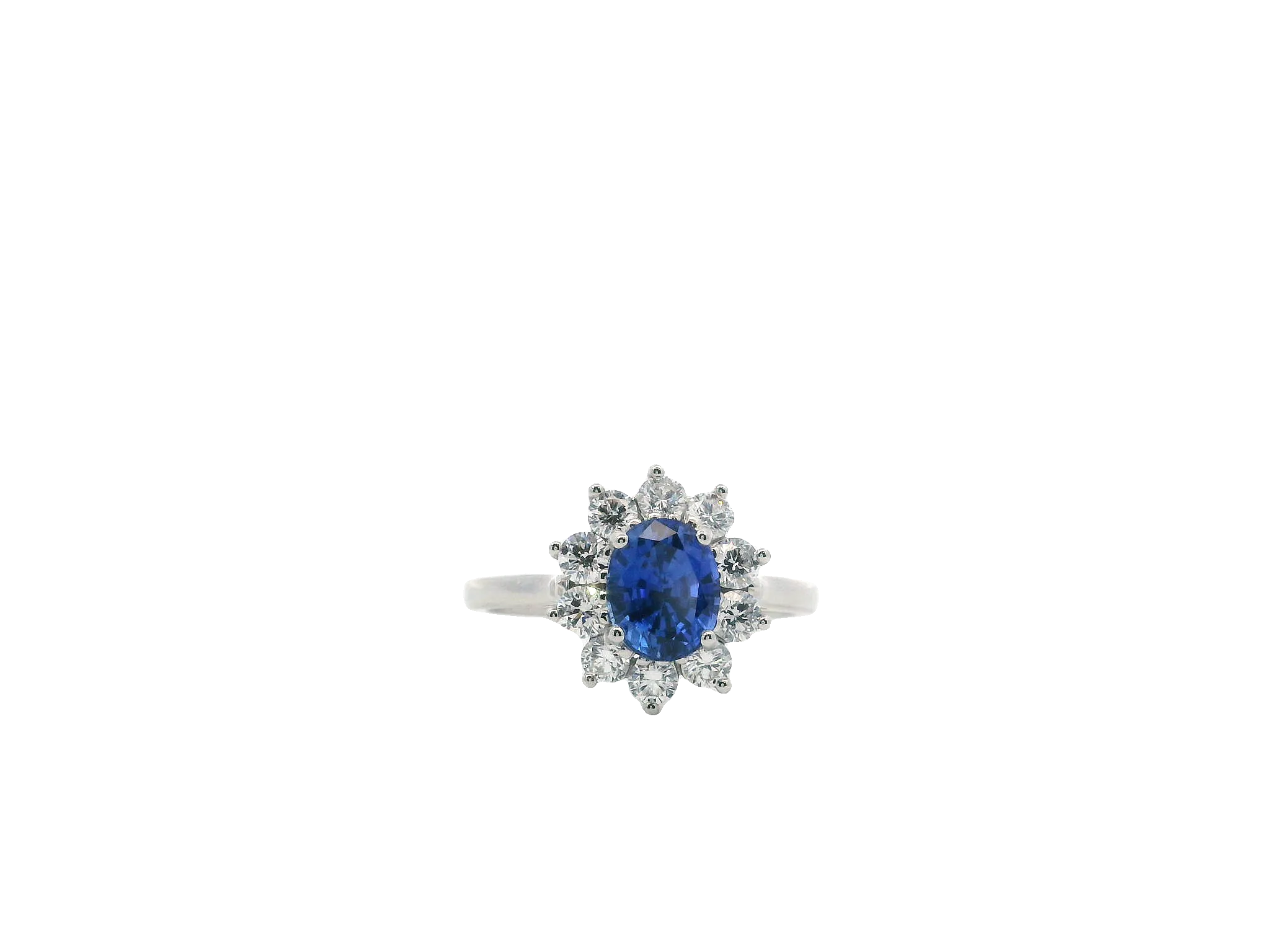 Natural Blue Sapphire and Diamond Halo Ring