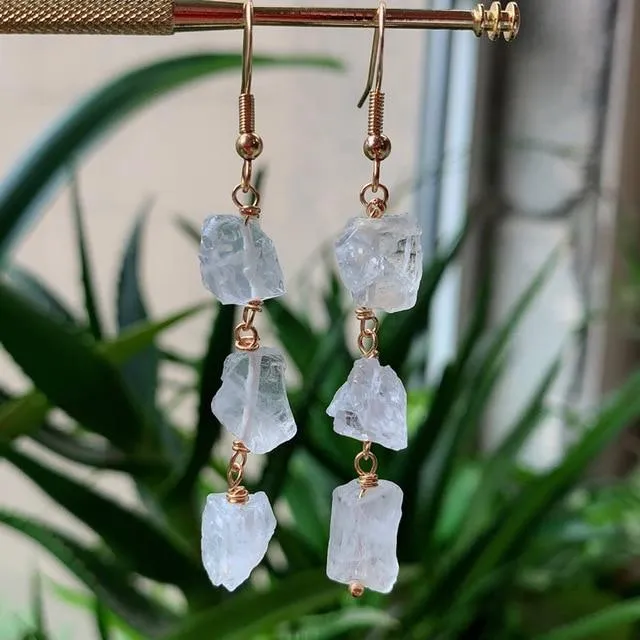 Natural Crystal Quartz Dangle Earrings